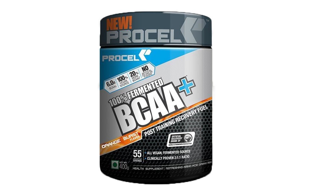 Procel 100% Fermented BCAA+ Orange Burst Flavor   Plastic Jar  400 grams